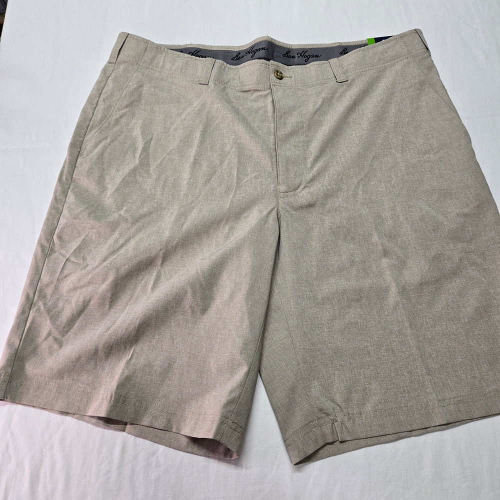 Ben Hogan Performance Golf Shorts 38 Khaki Heather Moisture Wicking Stretch